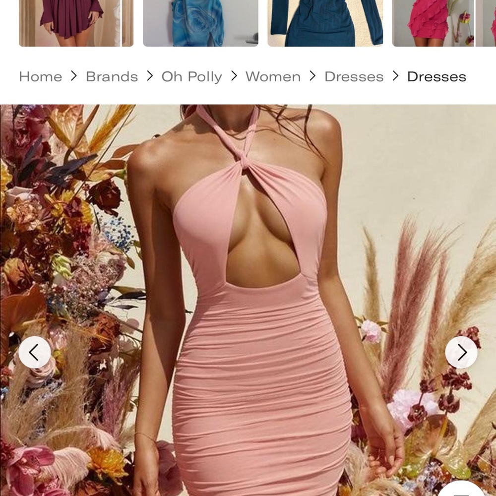 Oh Polly Pink twist Halter Cut-Out Dress
